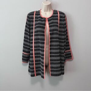 Misook Black and Coral Open Front Cardigan Size XL